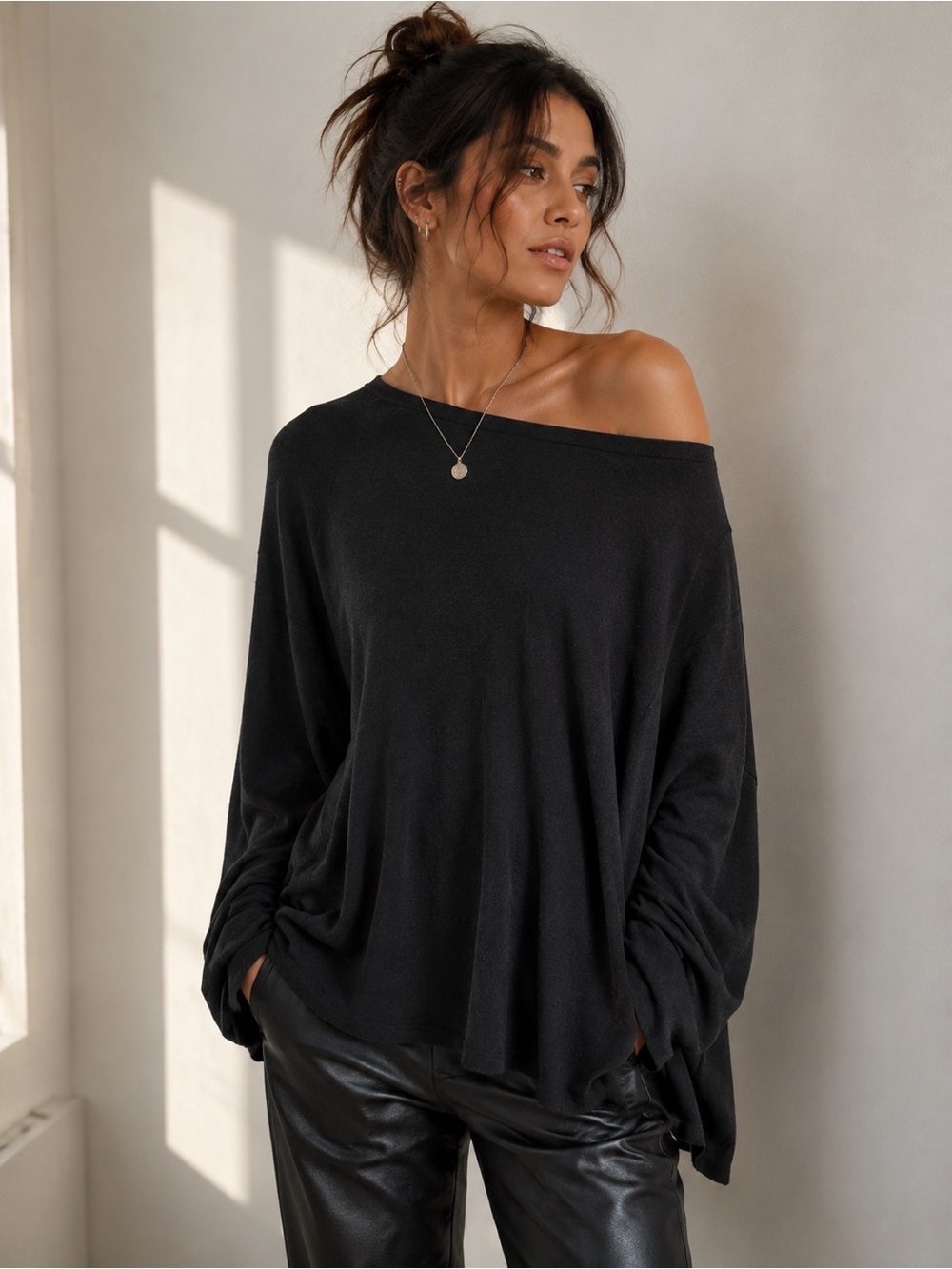 AllSaints black off shoulder loose sweater. Small